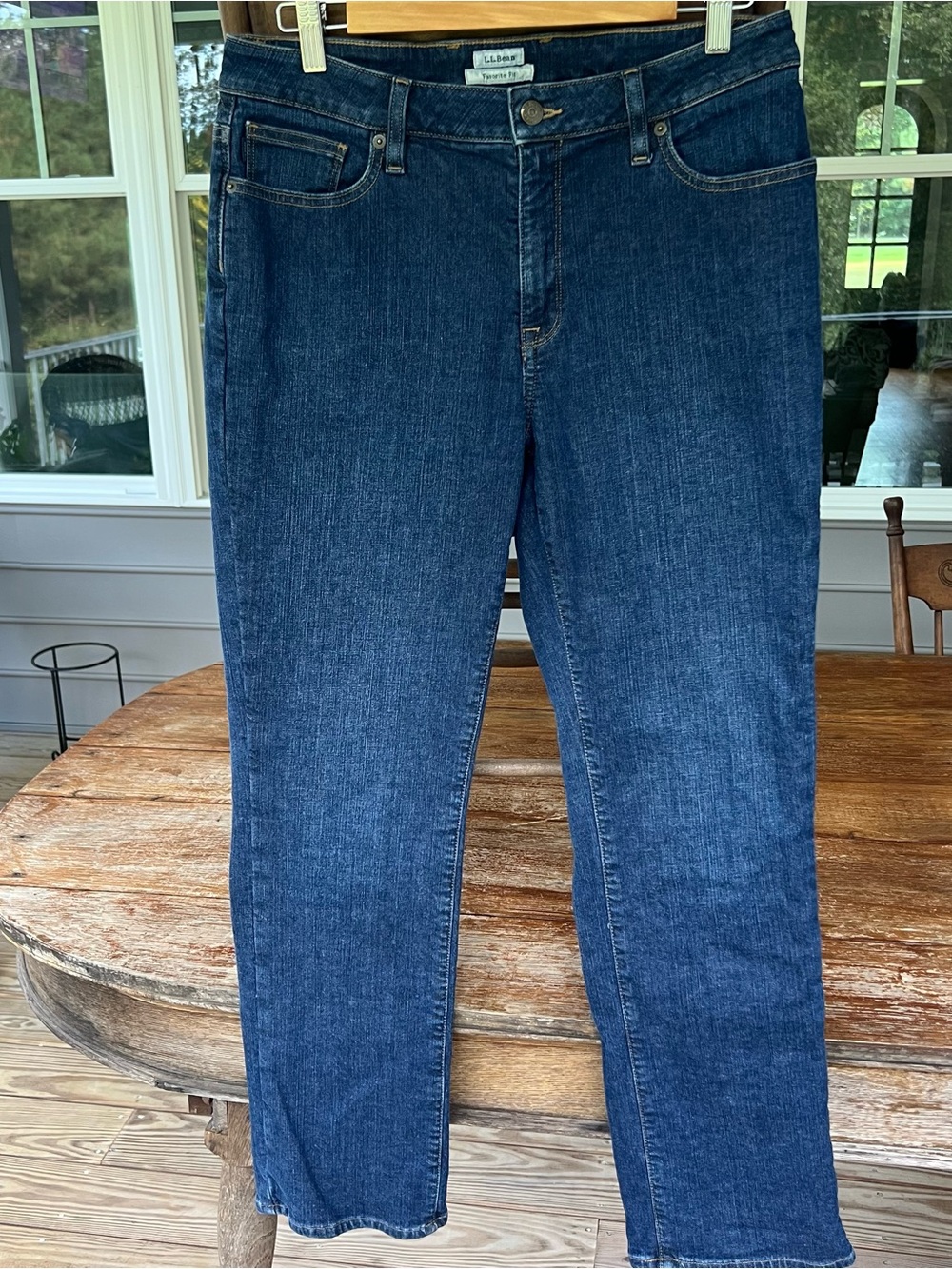 LL Bean Flannel Lined Jeans Favorite Fit Sz 10 Reg Plaid Classic Dark Wash Denim